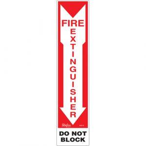 "Fire Extinguisher - Do Not Block" Sign, 18" x 4", Vinyl, English with Pictogram