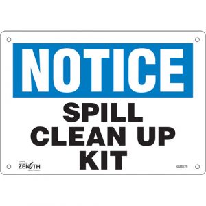 "Spill Clean Up Kit" Sign, 7" x 10", Aluminum, English
