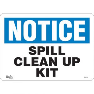 "Spill Clean Up Kit" Sign, 10" x 14", Vinyl, English