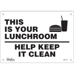 "This Is Your Lunchroom" Sign, 7" x 10", Plastic, English with Pictogram