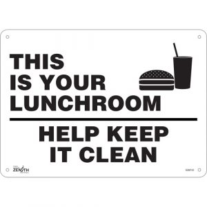 "This Is Your Lunchroom" Sign, 10" x 14", Plastic, English with Pictogram