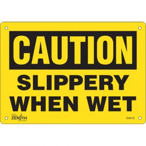 "Slippery When Wet" Sign, 7" x 10", Plastic, English