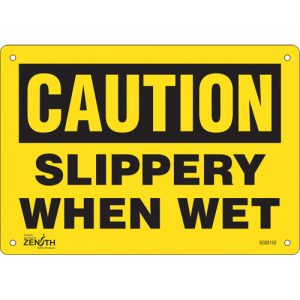 "Slippery When Wet" Sign, 7" x 10", Aluminum, English