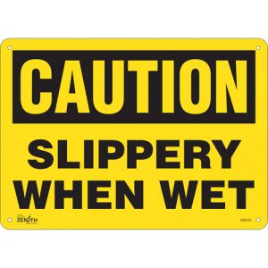 "Slippery When Wet" Sign, 10" x 14", Plastic, English