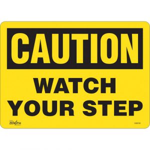"Watch Your Step" Sign, 10" x 14", Vinyl, English