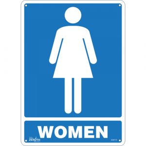 "Women" Sign, 14" x 10", Aluminum, English with Pictogram