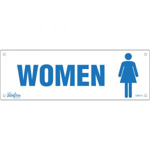 "Women" Sign, 4" x 12", Plastic, English with Pictogram