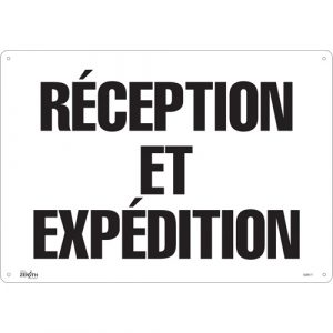 "Réception et Expédition" Sign, 14" x 20", Plastic, French