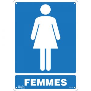 "Femmes" Sign, 14" x 10", Aluminum, French with Pictogram