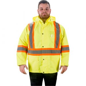 RZ1000 Rain Jacket, Polyester, 2X-Large, High Visibility Lime-Yellow