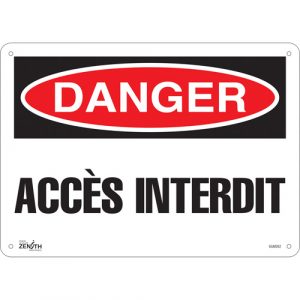 "Accès Interdit" Sign, 10" x 14", Aluminum, French
