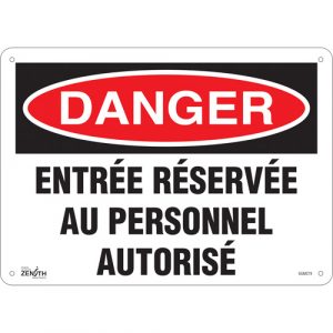 "Entrée Réservée Au Personnel Autorisé" Sign, 10" x 14", Plastic, French