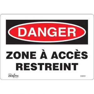 "Zone à Accès Restreint" Sign, 7" x 10", Vinyl, French