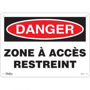 "Zone à Accès Restreint" Sign, 10" x 14", Aluminum, French