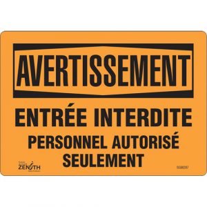 "Personnel Autorisé Seulement" Sign, 7" x 10", Vinyl, French