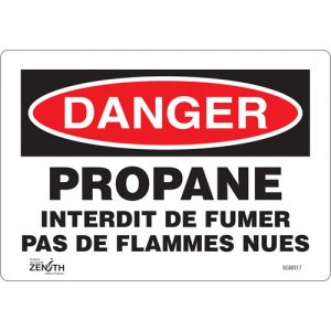 "Propane - Interdit De Fumer" Sign, 7" x 10", Vinyl, French