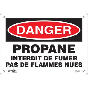 "Propane - Interdit De Fumer" Sign, 7" x 10", Aluminum, French
