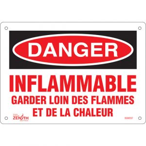 "Garder Loin Des Flammes" Sign, 7" x 10", Aluminum, French