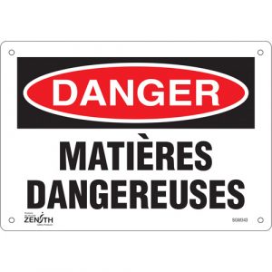 "Matières Dangereuses" Sign, 7" x 10", Aluminum, French