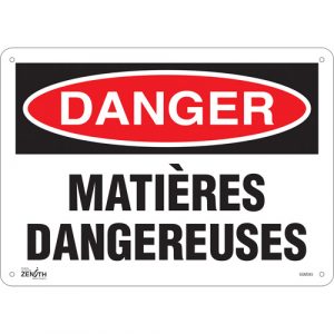 "Matières Dangereuses" Sign, 10" x 14", Plastic, French