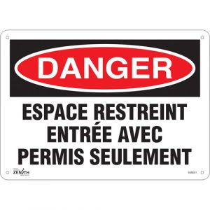 "Espace Restreint" Sign, 10" x 14", Plastic, French