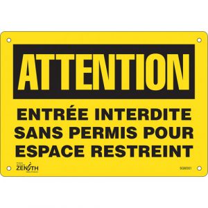 "Entrée Interdite Sans Permis" Sign, 7" x 10", Aluminum, French