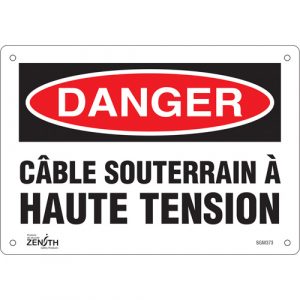 "Câble Souterrain À Haute Tension" Sign, 7" x 10", Aluminum, French