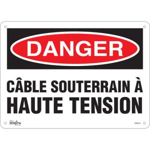 "Câble Souterrain À Haute Tension" Sign, 10" x 14", Plastic, French