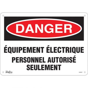 "Équipement Électrique" Sign, 10" x 14", Plastic, French