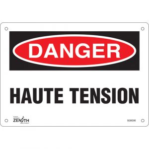 "Haute Tension" Sign, 7" x 10", Plastic, French