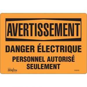 "Danger Électrique" Sign, 7" x 10", Vinyl, French