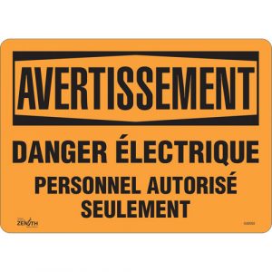 "Danger Électrique" Sign, 10" x 14", Vinyl, French