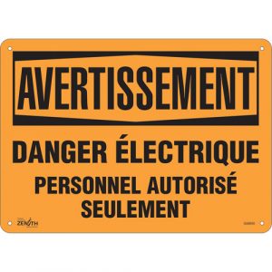 "Danger Électrique" Sign, 10" x 14", Aluminum, French