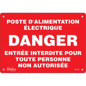 "Poste D'Alimentation Électrique" Sign, 7" x 10", Aluminum, French