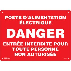 "Poste D'Alimentation Électrique" Sign, 10" x 14", Plastic, French