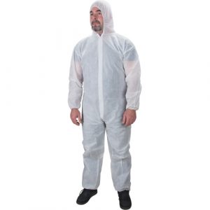 Hooded Coveralls, Large, White, Polypropylene
