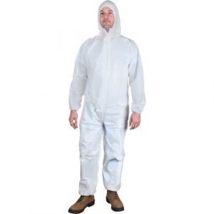 Hooded Coveralls, 5X-Large, White, Microporous