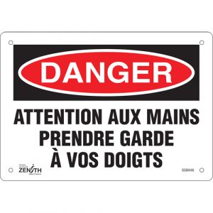 "Prendre Garde À Vos Doigts" Sign, 7" x 10", Plastic, French