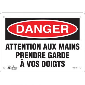 "Prendre Garde À Vos Doigts" Sign, 7" x 10", Aluminum, French