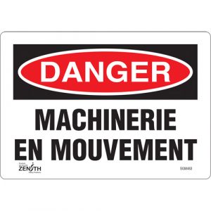"Machinerie en Mouvement" Sign, 7" x 10", Vinyl, French