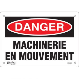 "Machinerie en Mouvement" Sign, 7" x 10", Aluminum, French
