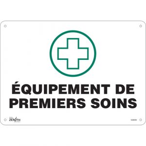 "Premiers Soins" Sign, 10" x 14", Aluminum, French with Pictogram