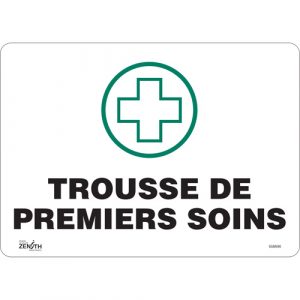 "Premiers Soins" Sign, 10" x 14", Vinyl, French with Pictogram