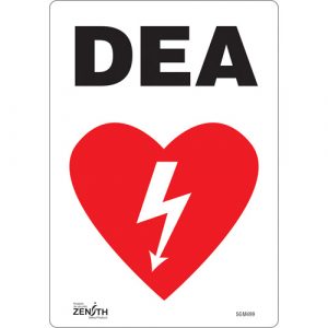 "DEA" Sign, 10" x 7", Vinyl, French with Pictogram