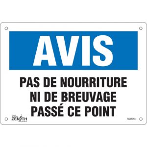 "Pas de Nourriture" Sign, 7" x 10", Aluminum, French