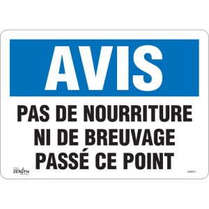 "Pas de Nourriture" Sign, 10" x 14", Vinyl, French