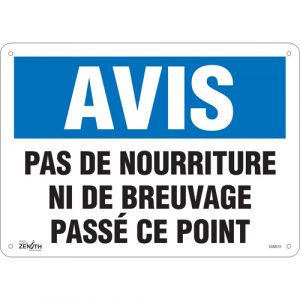 "Pas de Nourriture" Sign, 10" x 14", Aluminum, French