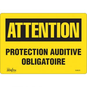 "Protection Auditive Obligatoire" Sign, 7" x 10", Vinyl, French