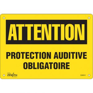 "Protection Auditive Obligatoire" Sign, 7" x 10", Aluminum, French