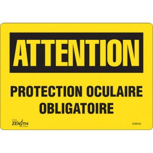 "Protection Oculaire Obligatoire" Sign, 7" x 10", Vinyl, French